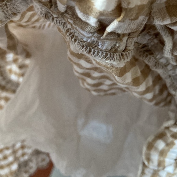 Sim & Sam Tan Cotton Sleeveless Smocked Gingham Dress Size Large - Picture 7 of 7